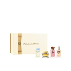 DOLCE & GABBANA 4 PCS MINI SET FOR WOMEN: DEVOTION EDP 5ML + "Q" EDP 5ML + LIGHT BLUE EDT 4.5 ML + THE ONE EDP 5ML