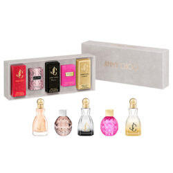JIMMY CHOO 5 PCS MINI SET FOR WOMEN: I WANT CHOO 4.5 ML PARFUM + ROSE PASSION 4.5 ML EAU DE PARFUM + I WANT CHOO FOREVER 4.5 ML EAU DE PARFUM + 4.5 ML EAU DE PARFUM + I WANT CHOO 4.5 ML EAU DE PARFUM