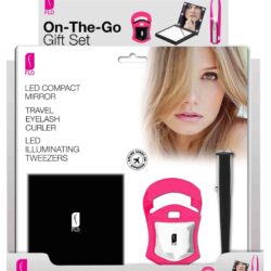 FLO ON THE GO SET 3PC 15 PER COUNTER SHELF DISPLAY UNIT LED TWEEZERS  LED COMPACT MIRROR  MINI EYE LASH CURLER