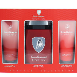 LAMBORGHINI SPORTIVO 3PC SET - EDT 125ML + AFTERSHAVE BALM 100ML + SHOWER GEL 100ML