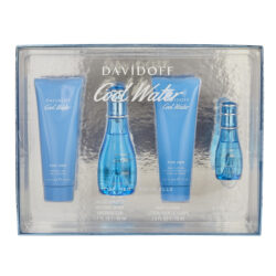 DAVIDOFF COOL WATER (L) 4PC SET - EDT 50ML + BODY LOTION 75ML + SHOWER GEL 75ML + PURSE SPRAY 15ML