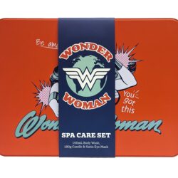 WONDER WOMAN SPA CARE SET 150mL BODY WASH 180g CANDLE SATIN EYE MASK
