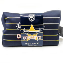 NRL TOILETRIES BAG GIFT SET COWBOYS 150ML BODY WASH, DISPOSABLE RAZOR, LOOFA AND SOAP
